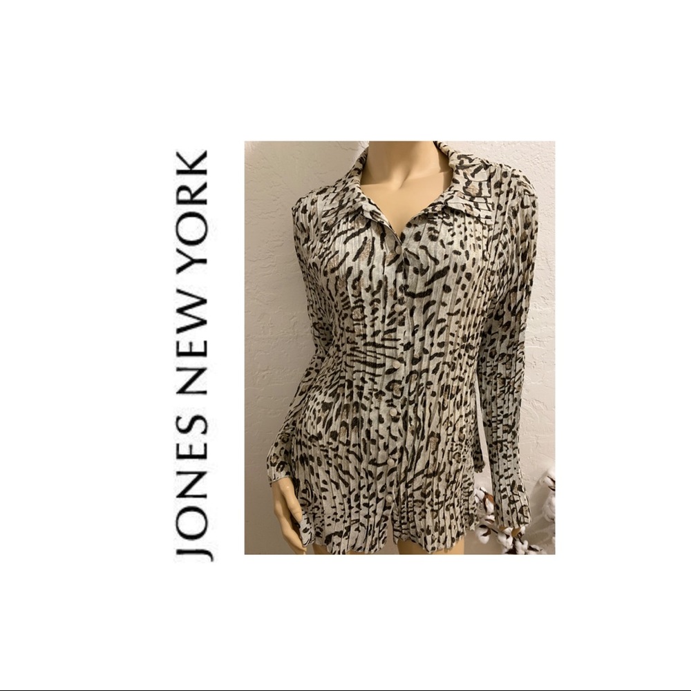 JONES NEW YORK LEOPARD BLOUSE